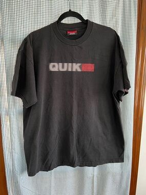 Vintage Quiksilver Black Short Sleeve Tee with Red Logo Accent